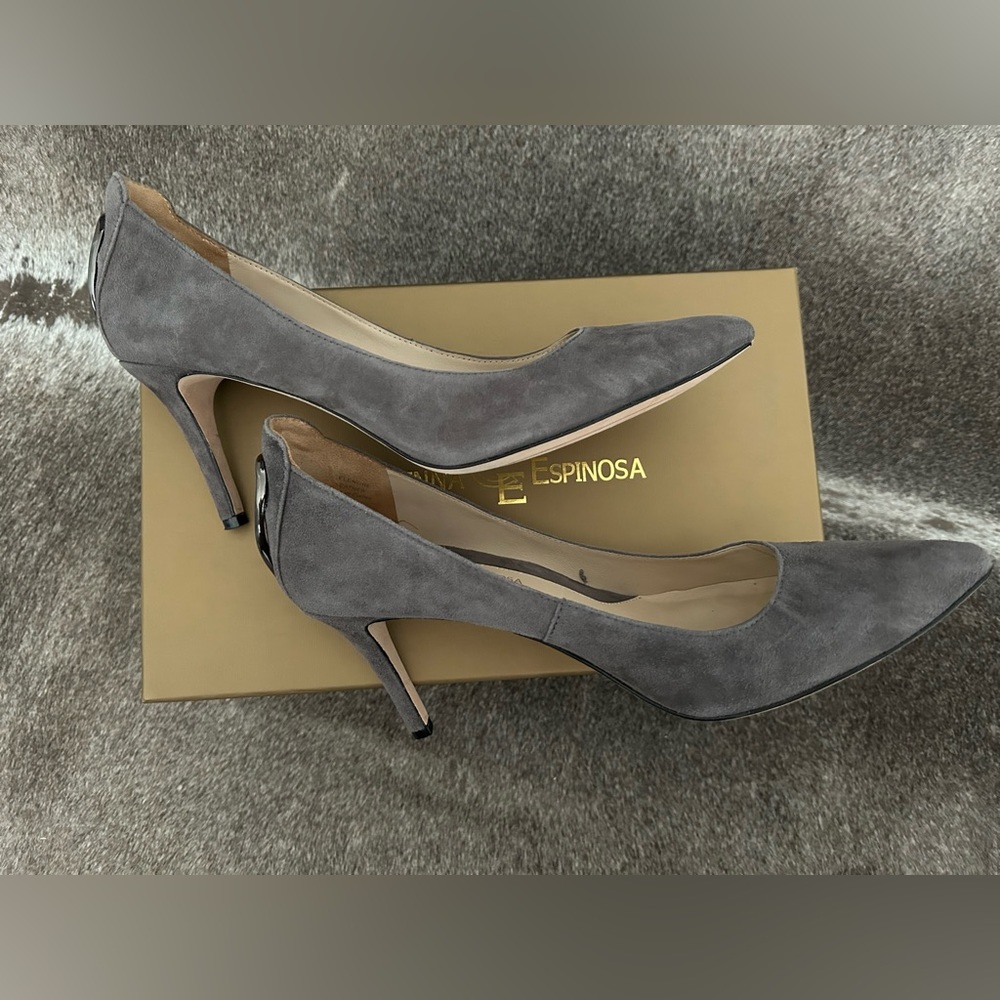 Gray / grey suede pump genuine suede 8.5 by Carolinna Espinosa - like new in box